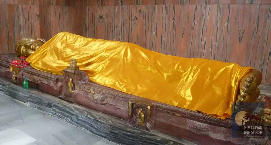Lord Buddha statue at Kushinagar, the sacred death-place of Lord Buddha.
