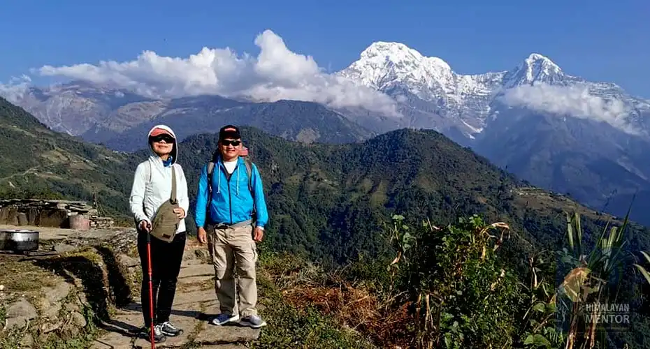 Happy client with an experienced guide at Ghandruk