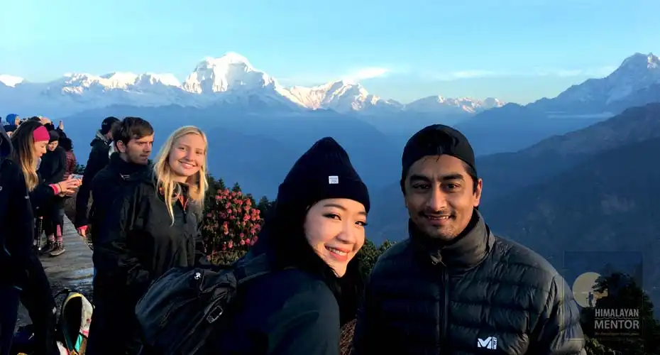 Just smile and happiness, beautiful faces and beautiful Mt. Dhaulagiri 