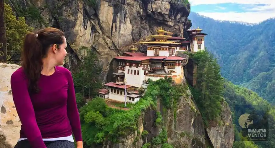 Confused… which one is more beautiful, the girl or the Tiger’s Nest…