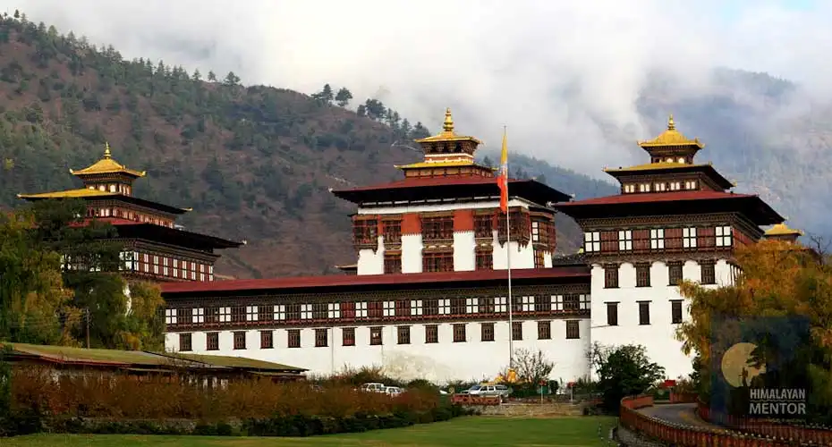 Tashichho Dzong, a Buddhist monastery & fortress in Thimphu, Bhutan,