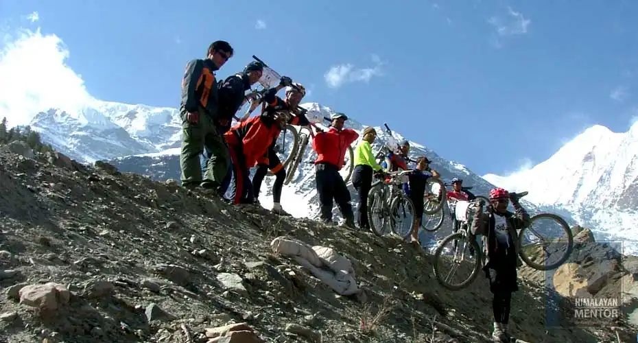 Bikers are enjoying after their ride in Annapurna foothills