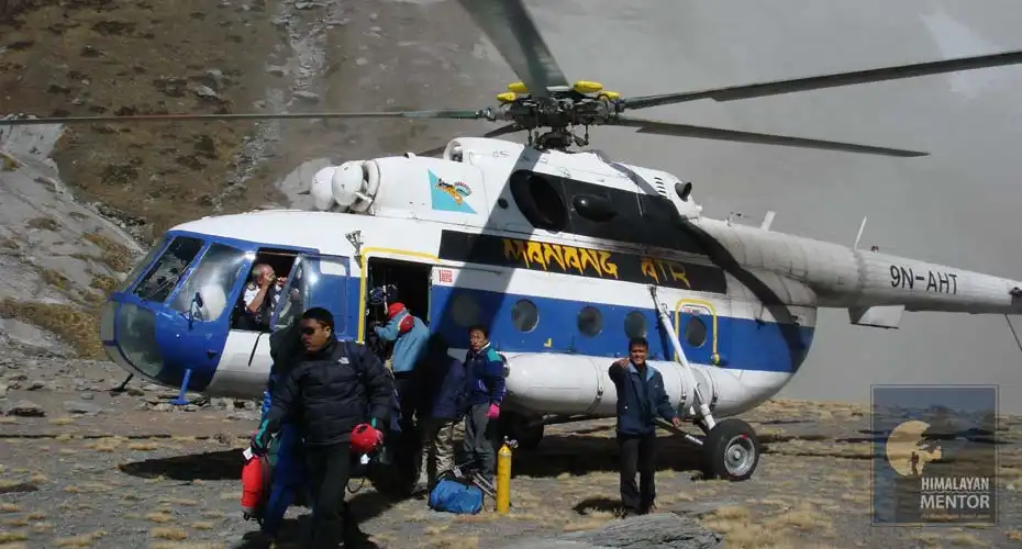 Muktinath Helicopter tour, passengers are taking off from Helicopter