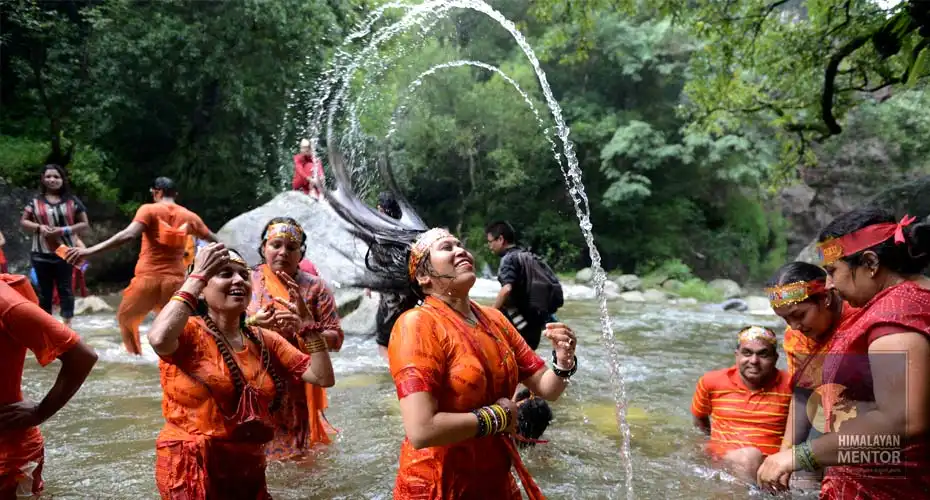 Sundarijal – Hindu devotees are taking holy bath