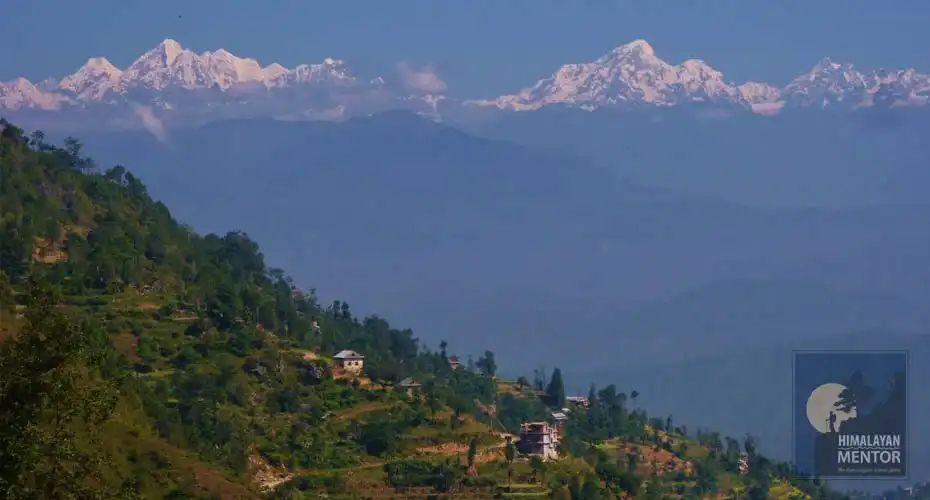 Himalayan view (including Mt. Everest) & terrace field
