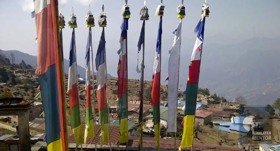 Buddhist prayer flags at Melamchigaon 
