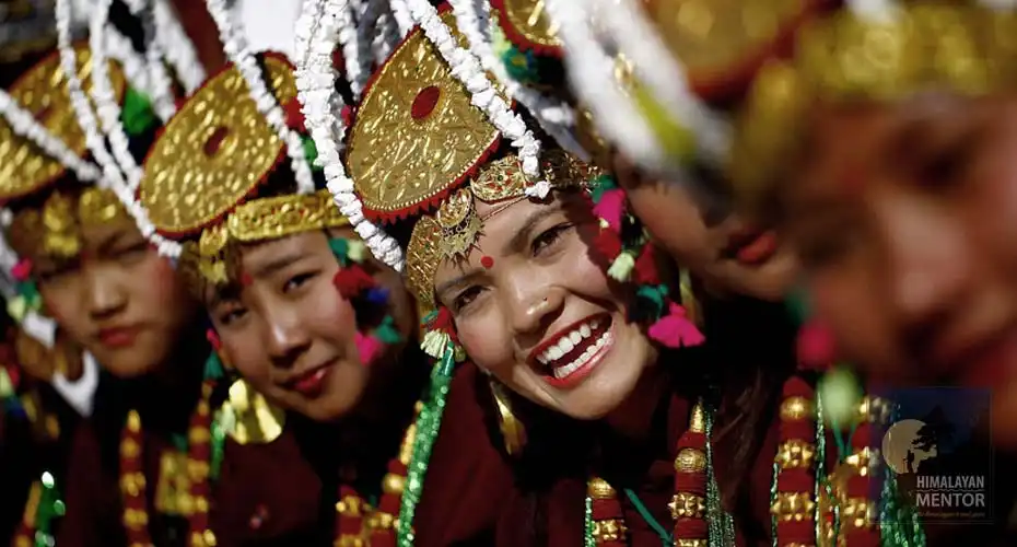 Beautiful Tamang ladies performing during the festival
