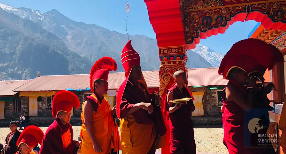 Monks are celebrating a special festival at Tsum Monastery