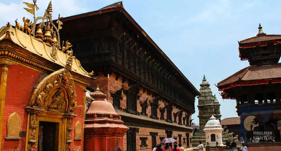 Golden gate and amazingly crafted windows in Bhaktapur Durbar square, Nepal