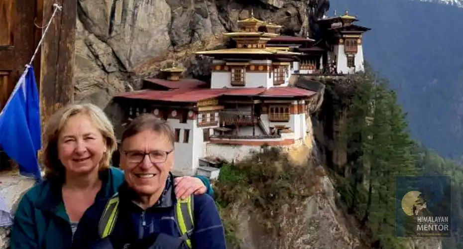 Happy clients from Canada at Tiger Nest monastery, Paro, Bhutan