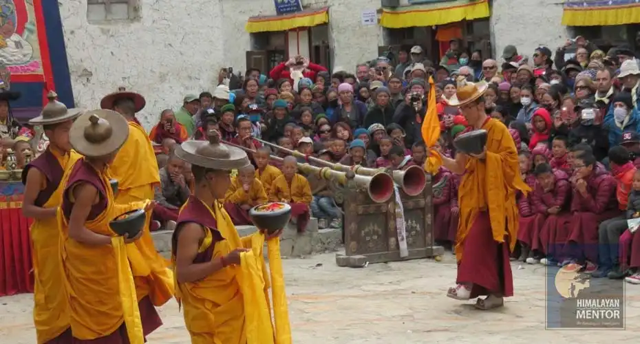 Monks are performing the rituals during Tiji Festival