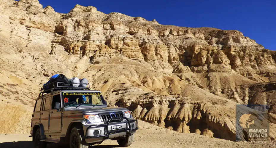 4WD jeep drive to Lo Manthang to explore Mustang region