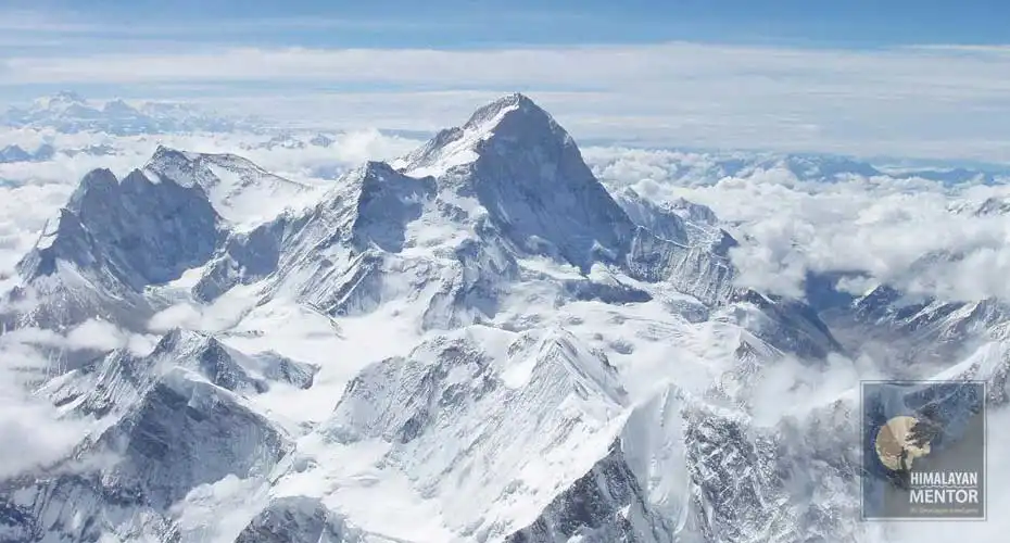 Close view of Mt. Everest from Nepal mountian flight