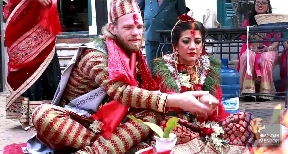 Wedding ceremony going on as per traditional Nepali Hindu style 