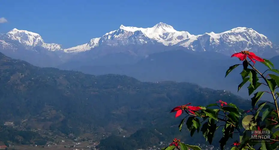Annapurna range seen from the trekking trail
