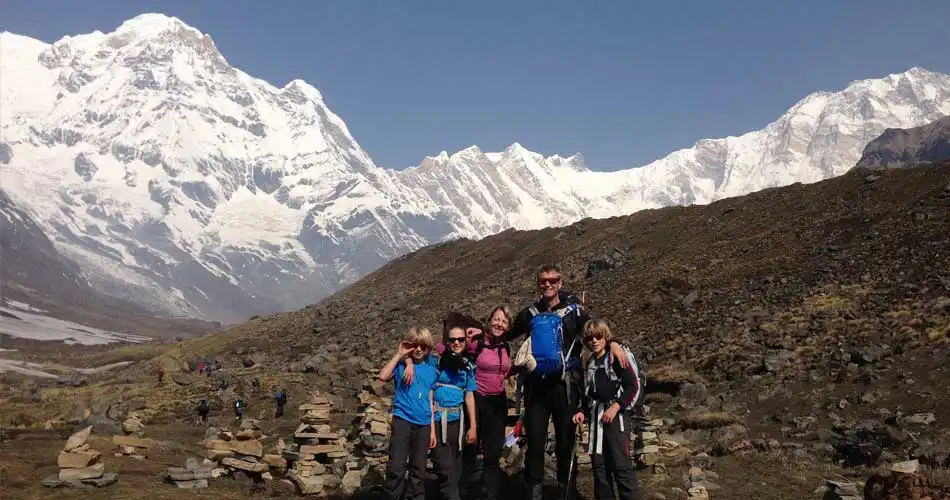 Kelvin & his family at Annapurna base camp
