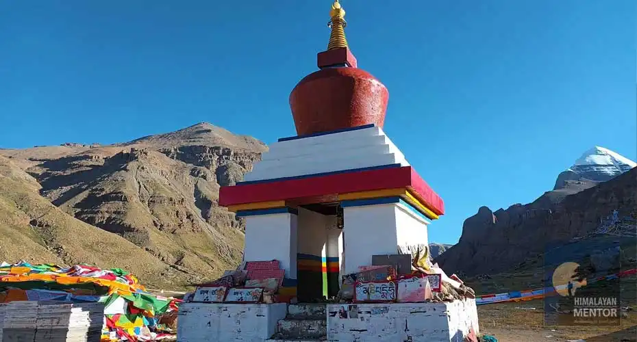 Glimpse of Mt. Kailash and Buddhist Chorten