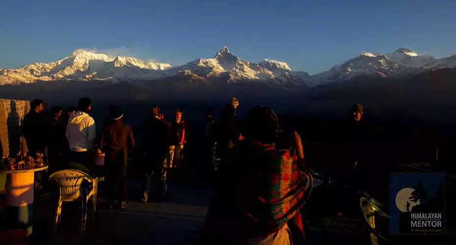The sunrise view from Sarangkot, Annapurna/Fishtail range & Pokhara valley